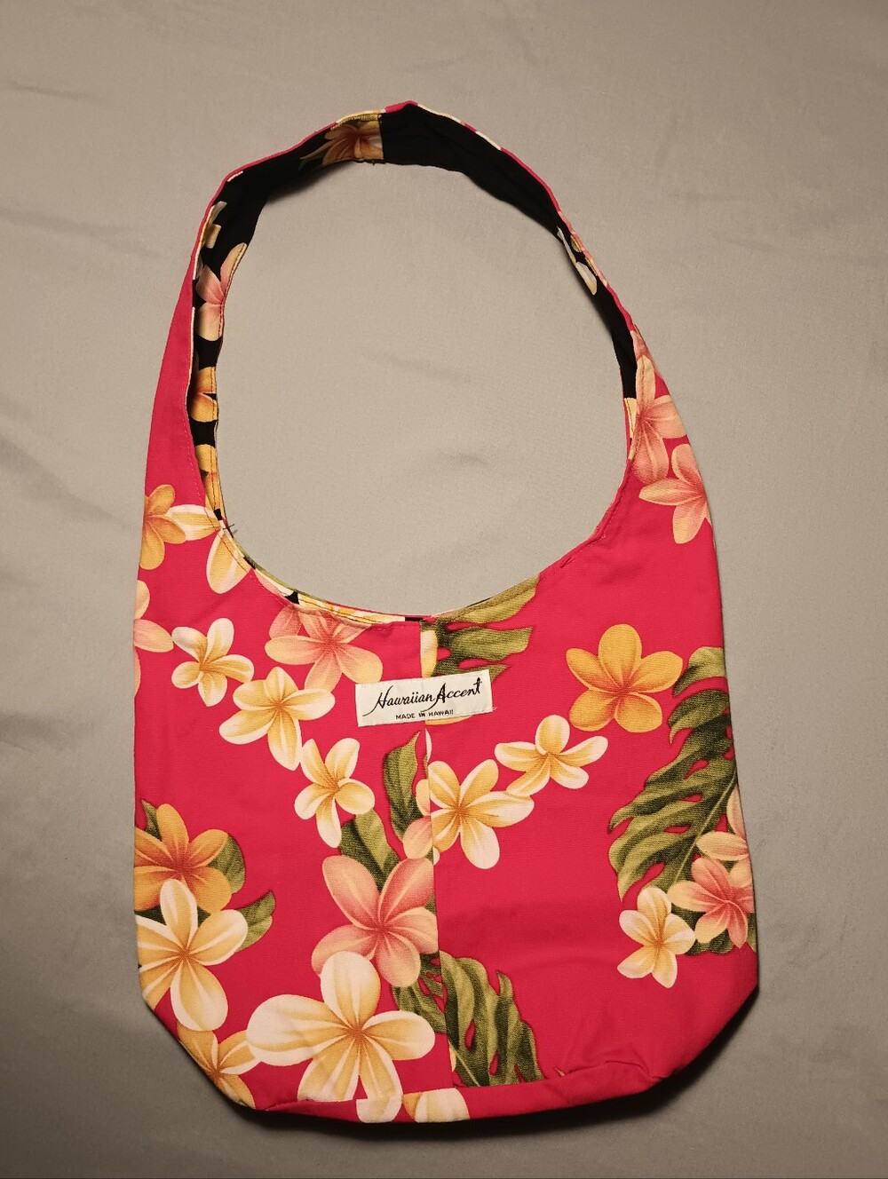 Hawaiian Accent Reversible Fabric Hobo Shoulder Bag